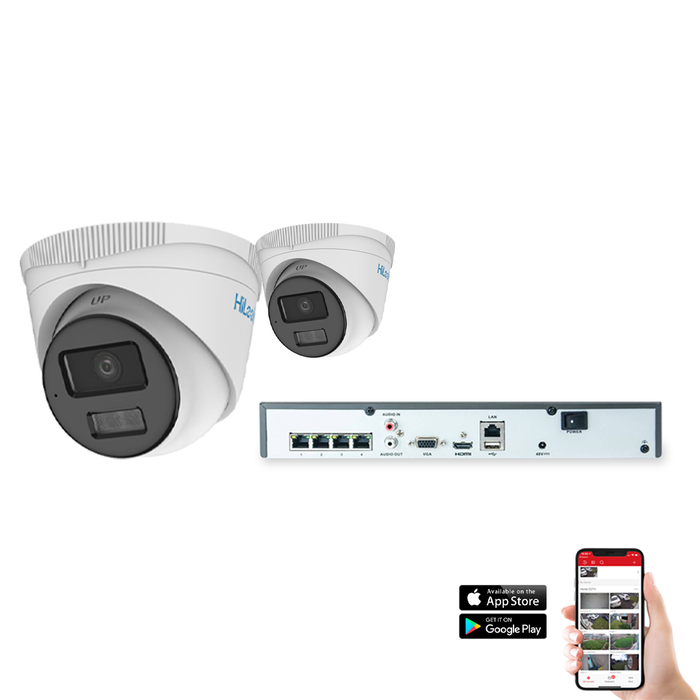 HiLook by Hikvision IP Smart Hybrid ColorVu 2 Camera 4ch 4MP 30M CCTV Kit (HI-KIT-IPC-HYB-4MP-2)