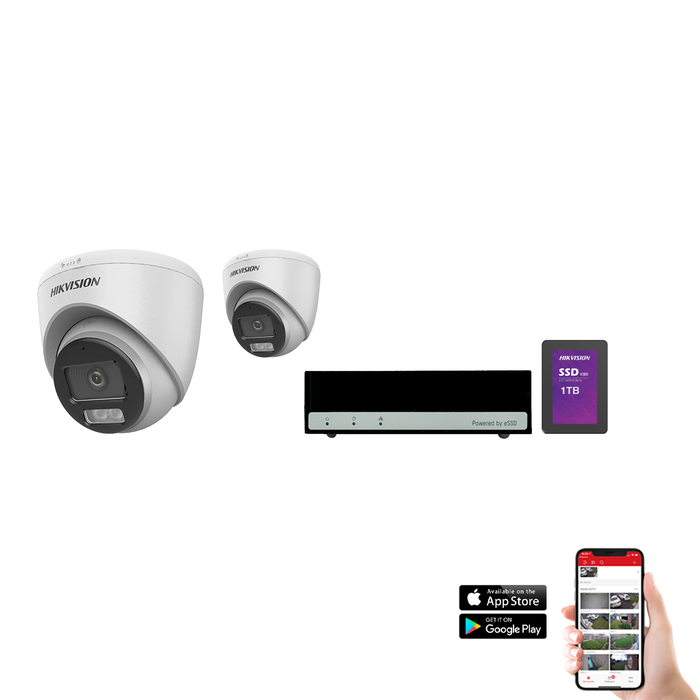 Hikvision Hybrid ColorVu 2 Camera 4ch AoC 3K 40M CCTV Kit (HIK-KIT-TVI-HYB-3K-2)