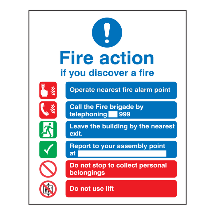 TG Sign - Photoluminescent Fire Action (TG-CS31419E)