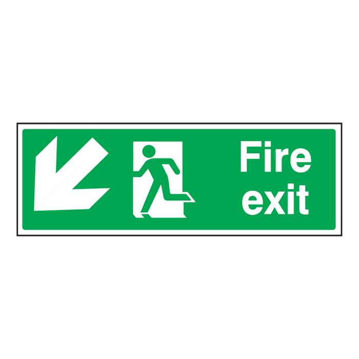 TG Sign - Fire Exit Down Left - 300 x 100mm (TG-CS32005G)