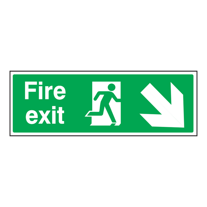 TG Sign - Fire Exit Down Right - 300 x 100mm (TG-CS32006G)